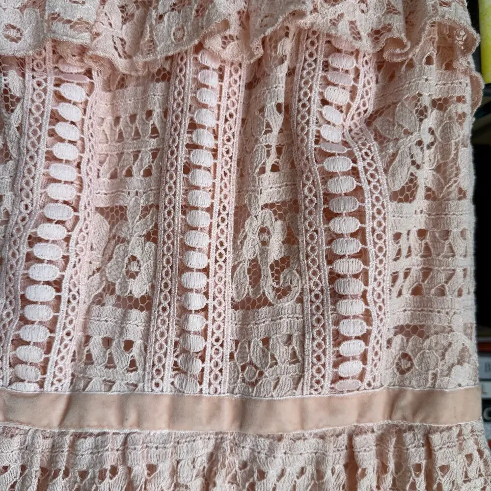 Disney Princess Girl's Pink Floral Lace Ruffle Sleeveless A-Line Dress Size S